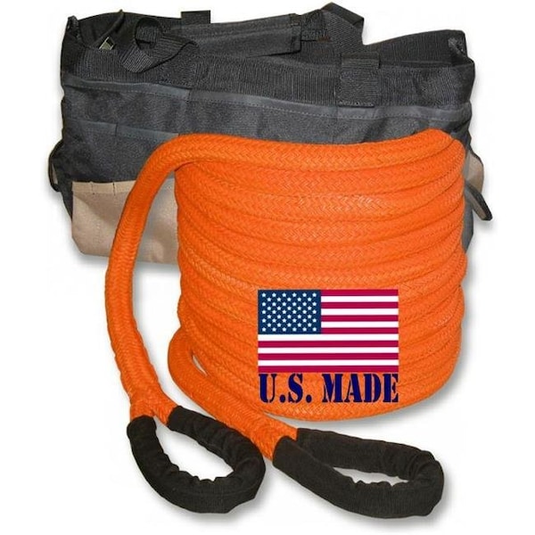 Safe-T-Line U.S. made "Safety Orange" Safe-T-Line Kinetic RECOVERY ROPE (Snatch Rope) - 1 inch X 30 ft with Heavy-Duty Carry Bag (4X4 VEHICLE RECOVERY) PK0130B - main